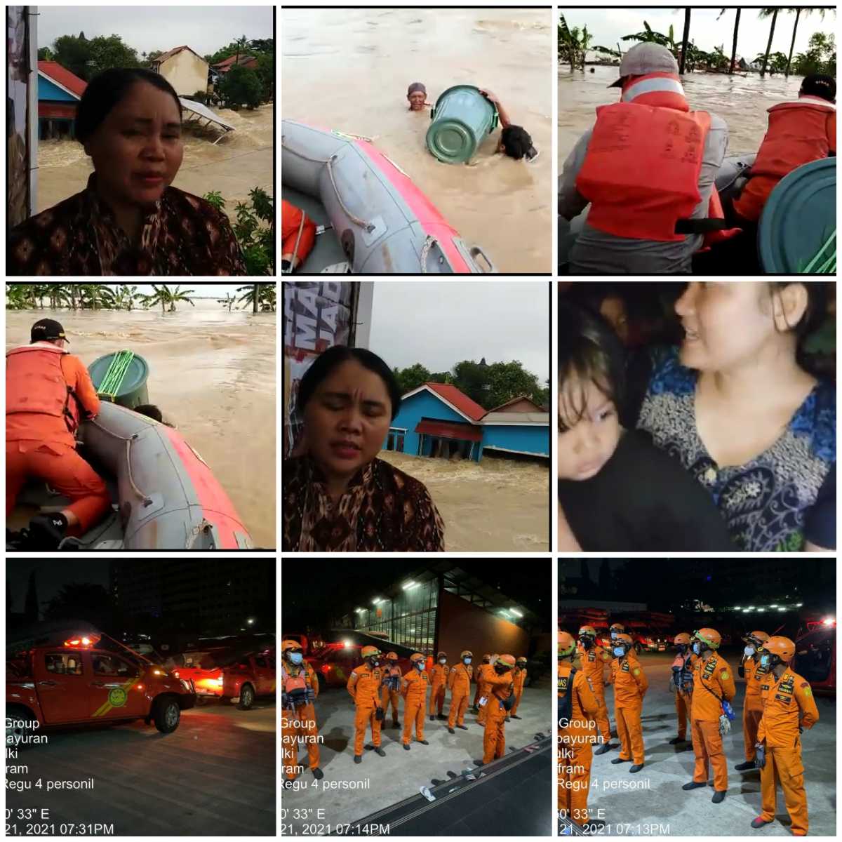Basarnas Evakuasi Warga Kampung Babakan Banten Bekasi Terjebak Tanggul Jebol