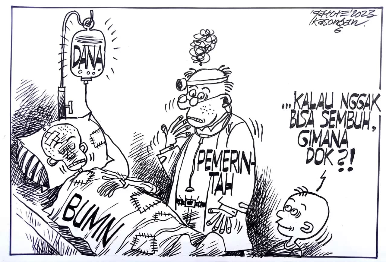 Karikatur - Ilustrasi BUMN Sakit Parah
