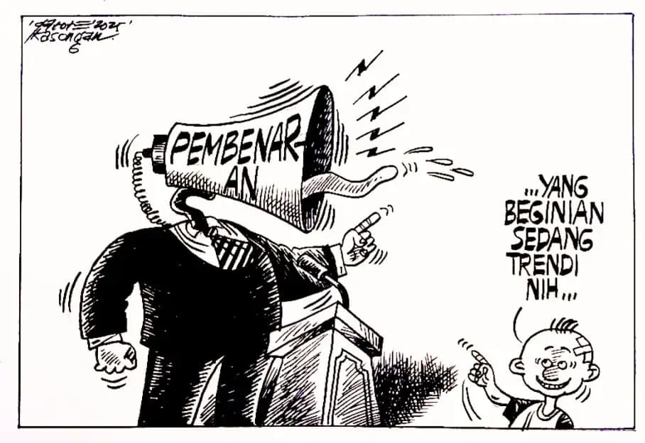 Karikatur - Ilustrasi - Pernyataan Pembenaran (Foto: Dok MI/Gatot Eko Cahyono)