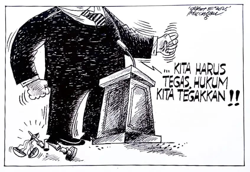 Karikatur - Ilustrasi - Ajakan Menegakkan Hukum (Foto: Dok MI/Gatot Eko Cahyono)