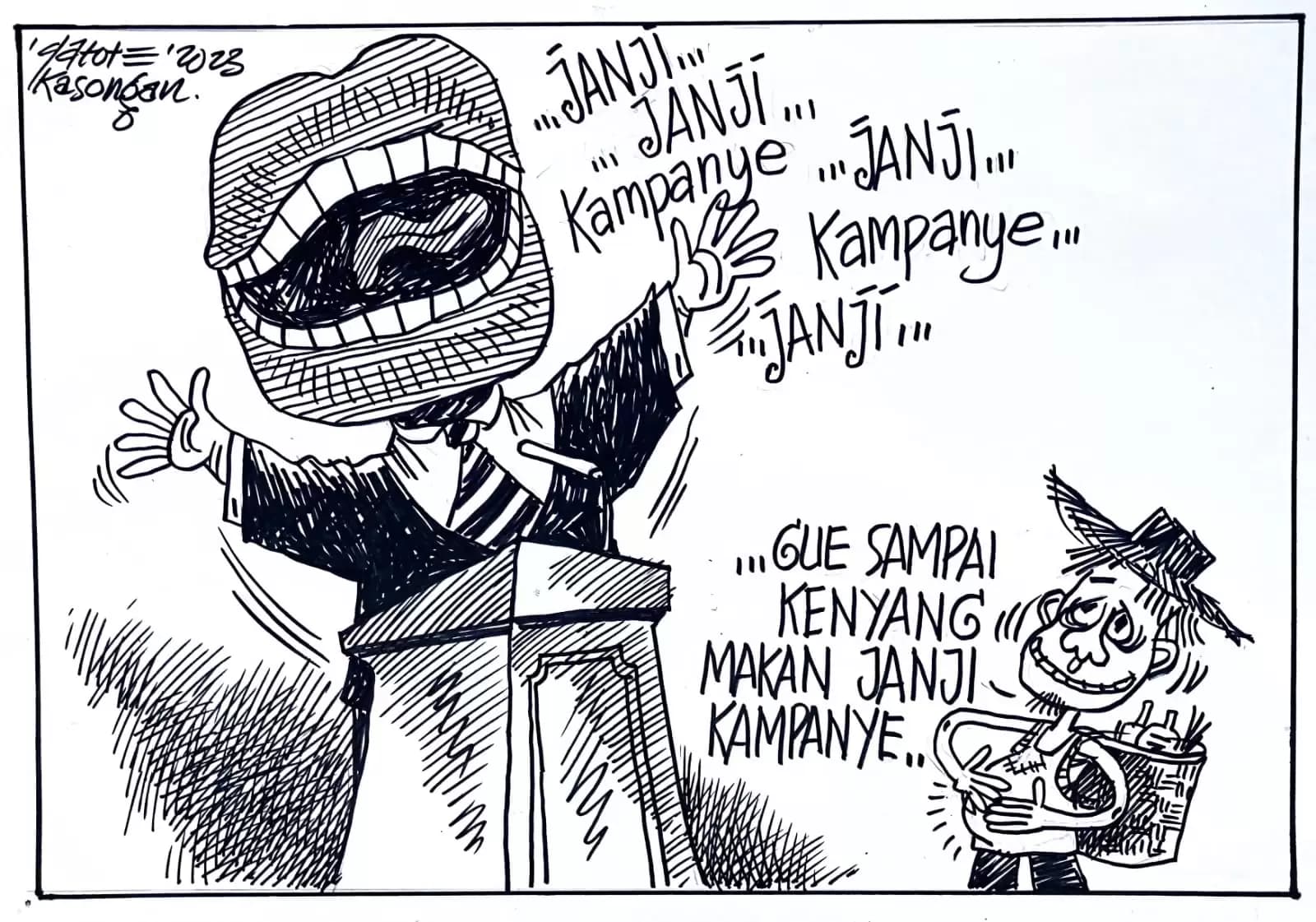 Karikatur - Ilustrasi - Kenyang Janji Kampanye