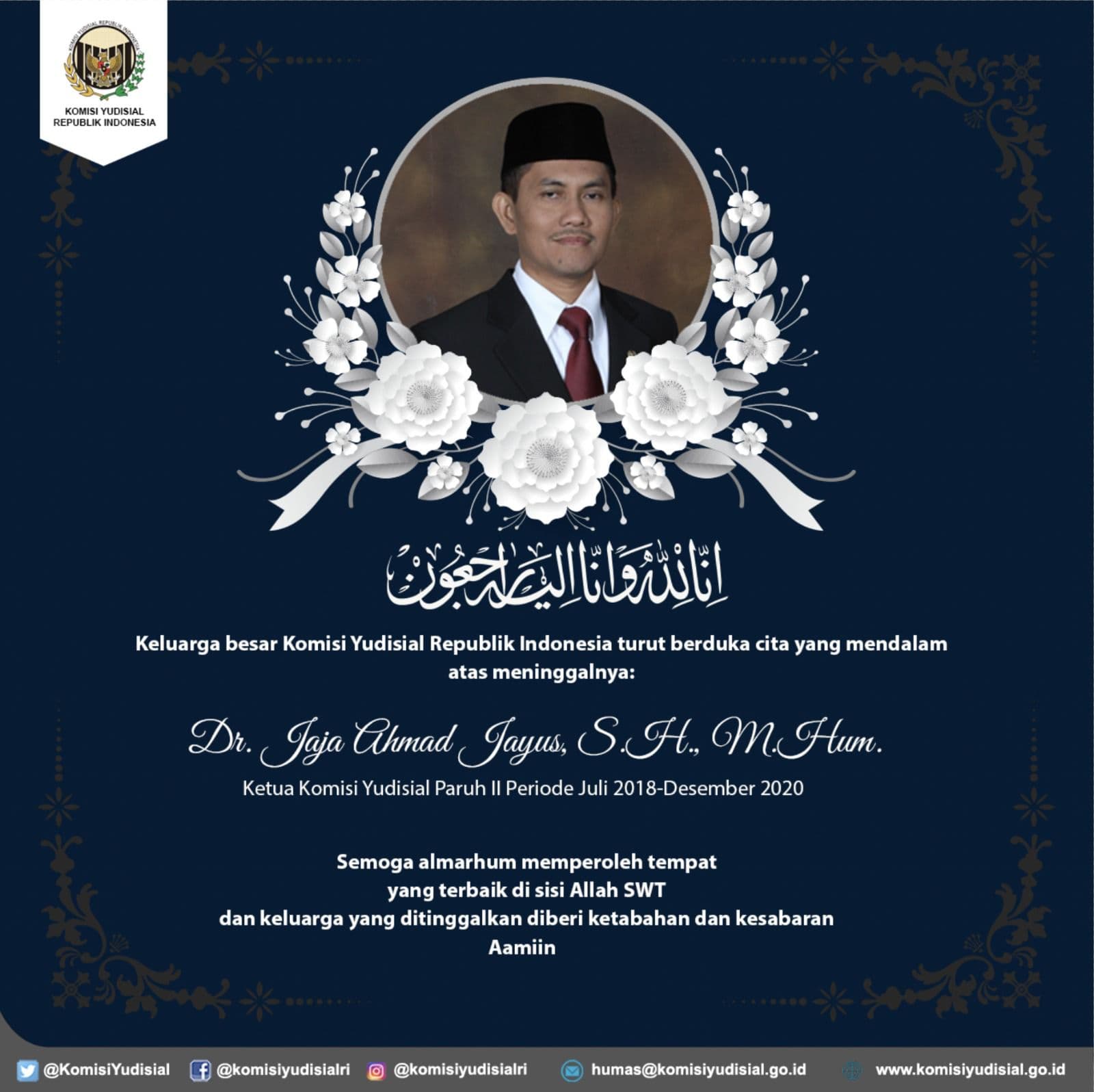 Komisi Yudisial Berduka Atas Meninggalnya Mantan Ketua Jaja Ahmad Jayus