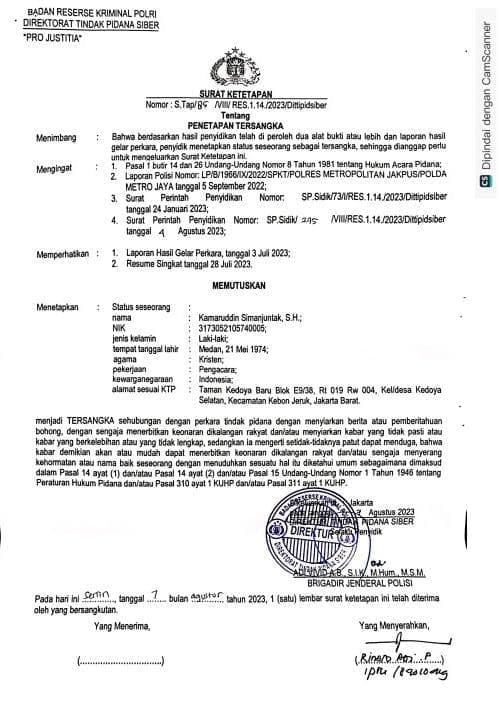 Pengacara Keluarga Brigadir Yosua Kamaruddin Simanjuntak Tersangka Pencemaran Nama Baik