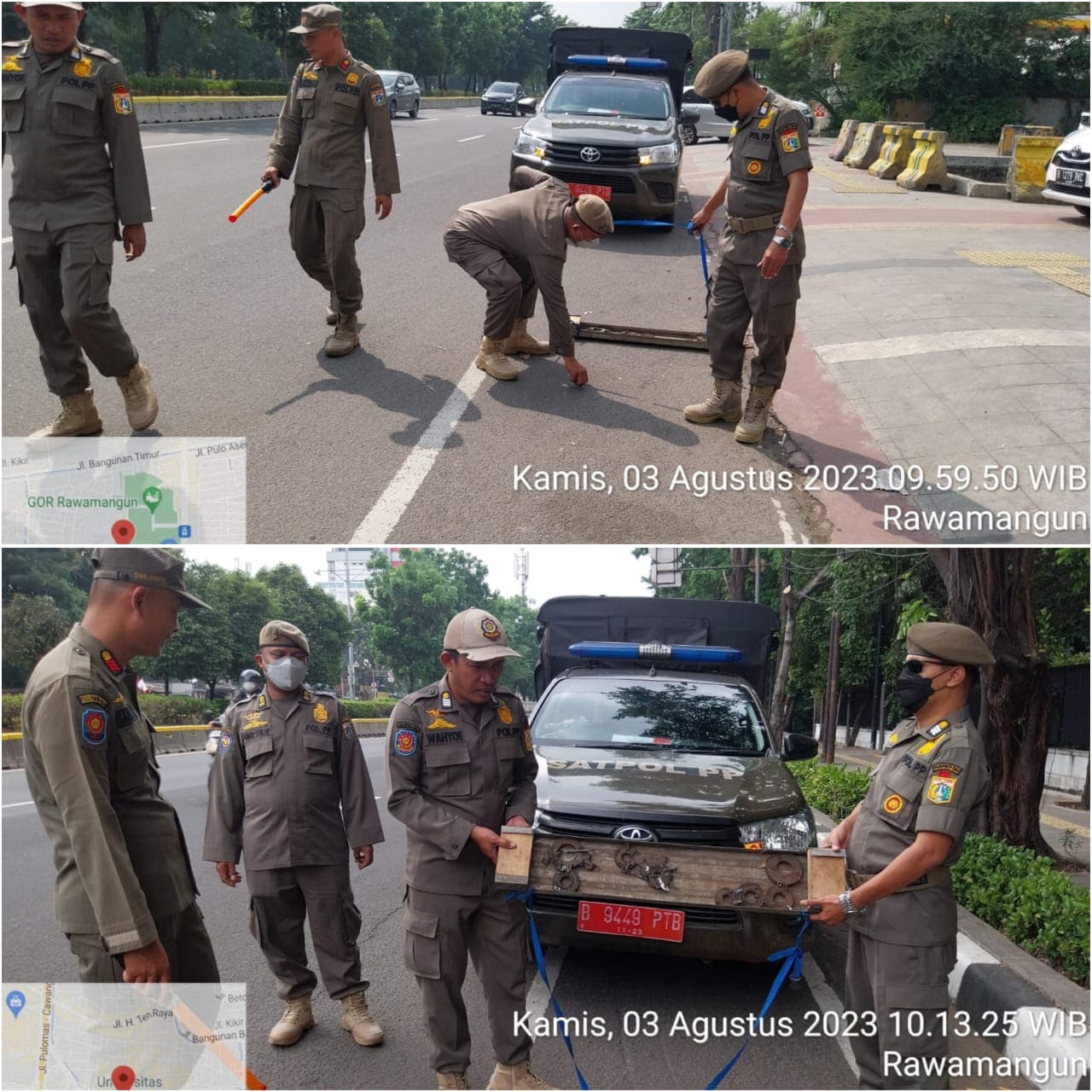 Satpol PP Sapu 2,5 Kilogram Ranjau Paku di Jaktim