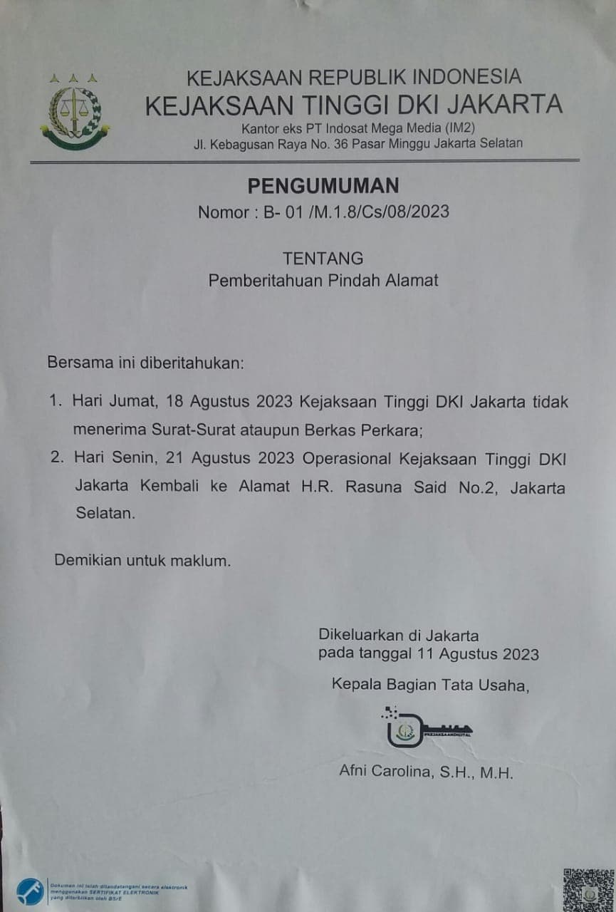 Pemprov DKI Berhasil Bangun Kantor Megah Kejati DKI Jakarta dengan Dana Hibah