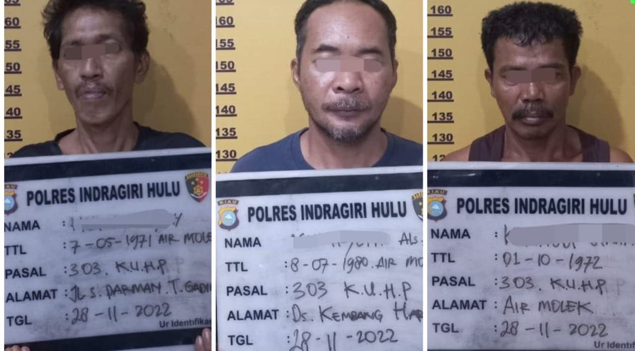 Satreskrim Polres Inhu Amankan Tiga Pelaku Judi Gelper
