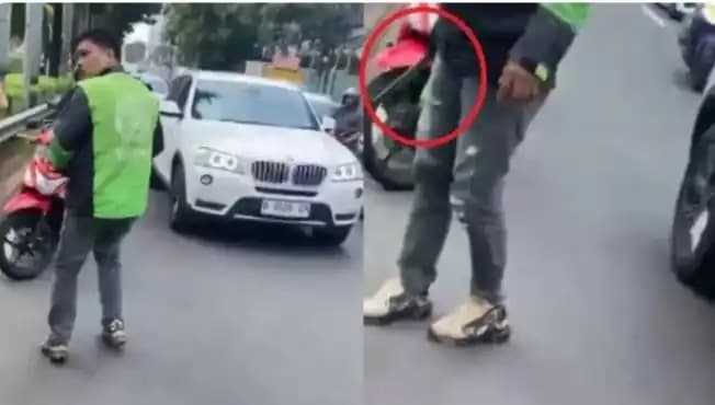 Driver ojol acungkan sajam ke pengendara lain