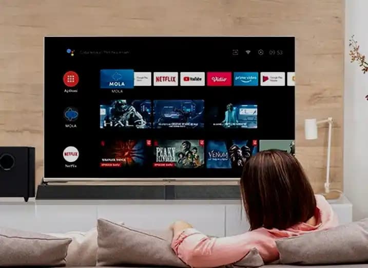 Ilustrasi streaming film lewat smart TV