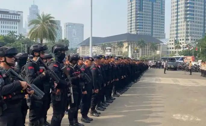 Pengamanan aksi di kawasan Patung Kuda