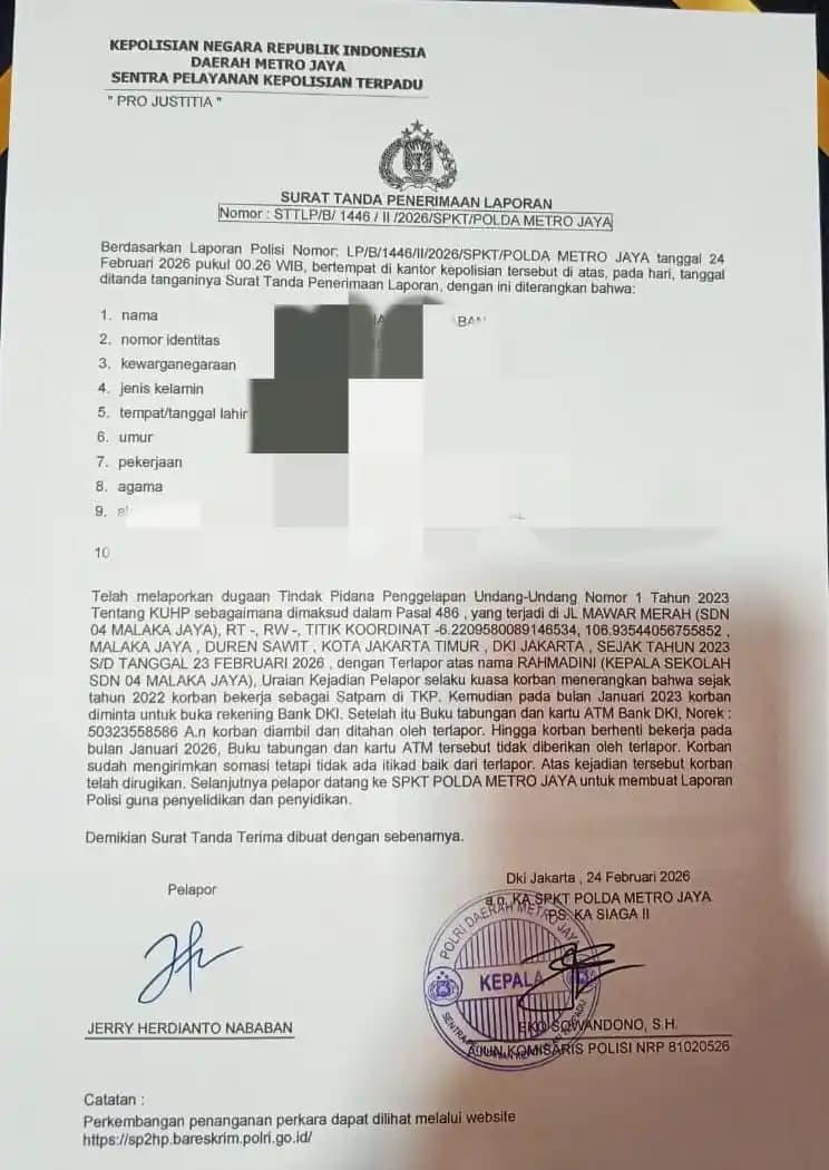 Polda Metro Jaya Laporan Jery