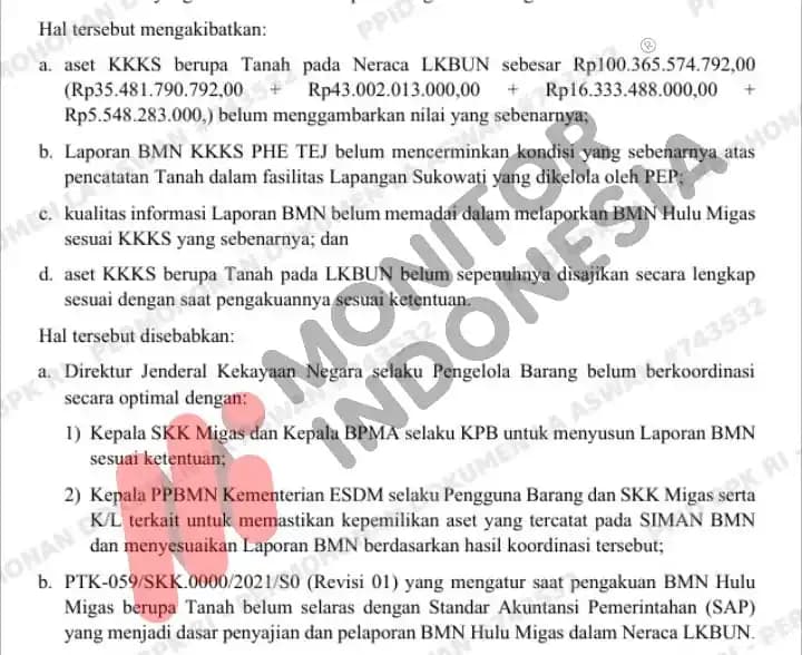 Temuan BPK SKKK Migas