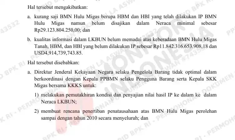 Temuan BPK SKKK Migas