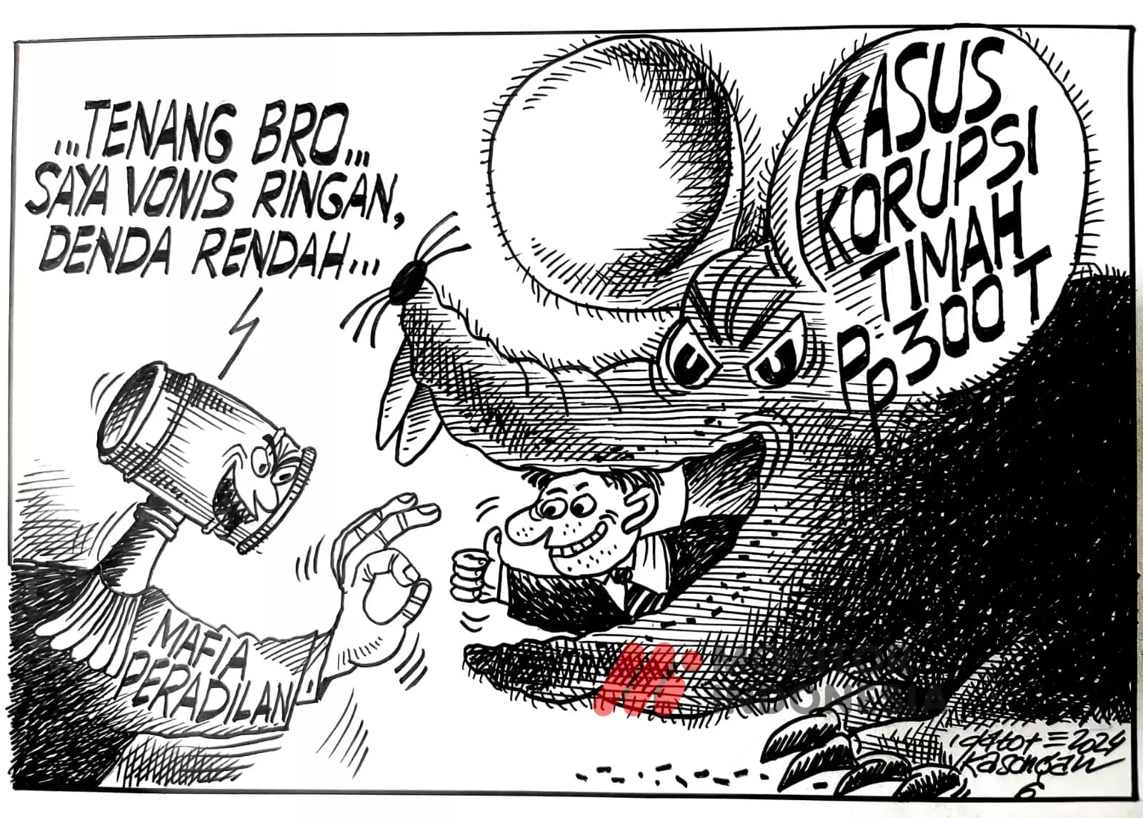 Karikatur - Ilustrasi - Vonis Ringan Denda Rendah (Dok MI)