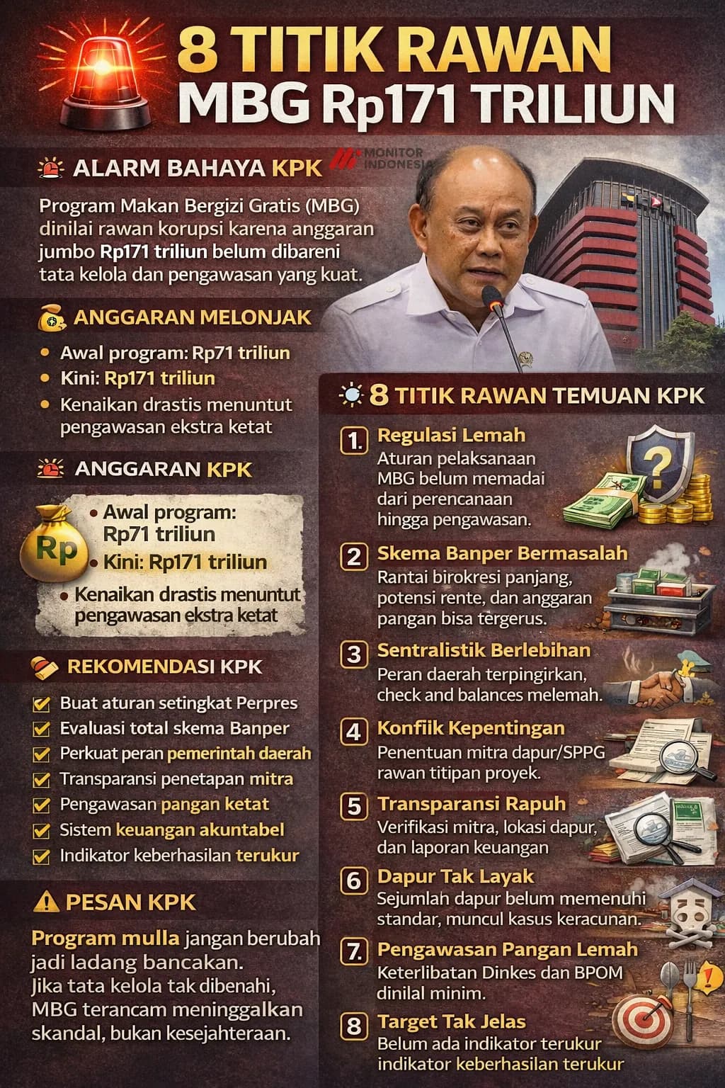 Infografis Alarm Bahaya KPK: MBG Rp171 Triliun Terancam Jadi Ladang Bancakan