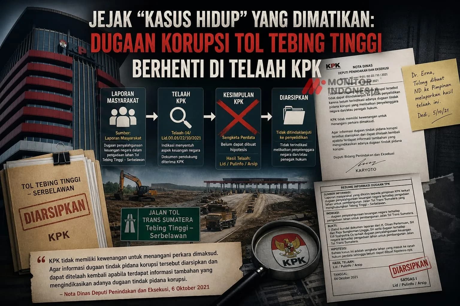 Dokumen Ini jadi Bukti Dugaan Korupsi Tol Tebing Tinggi Berhenti di Telaah KPK