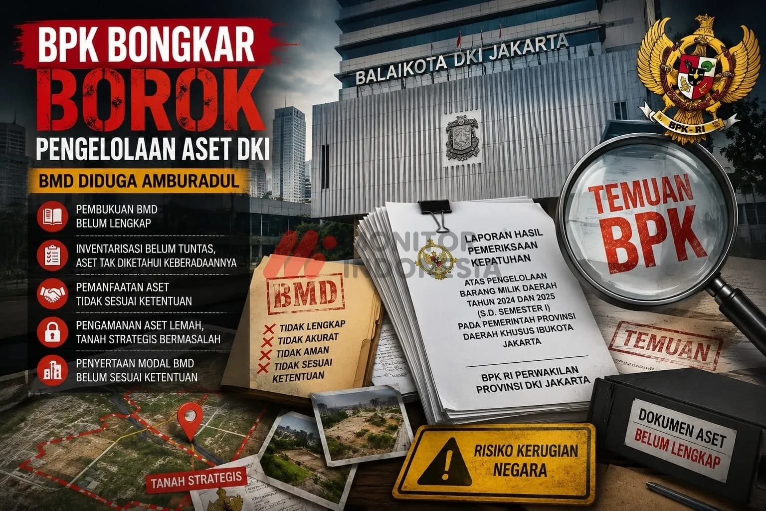 Borok Pengelolaan Aset DKI: BMD Amburadul hingga Pengamanan Tanah Bermasalah