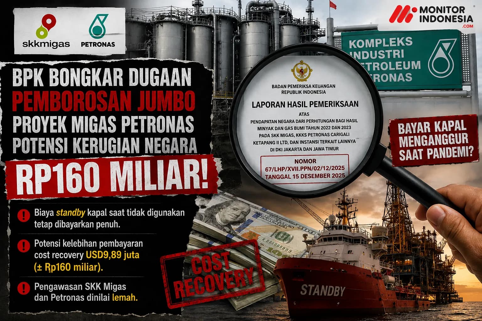 Dugaan Mark Up Proyek Migas Petronas-SKK Migas, BPK Sebut Cost Recovery Bengkak Rp160 M