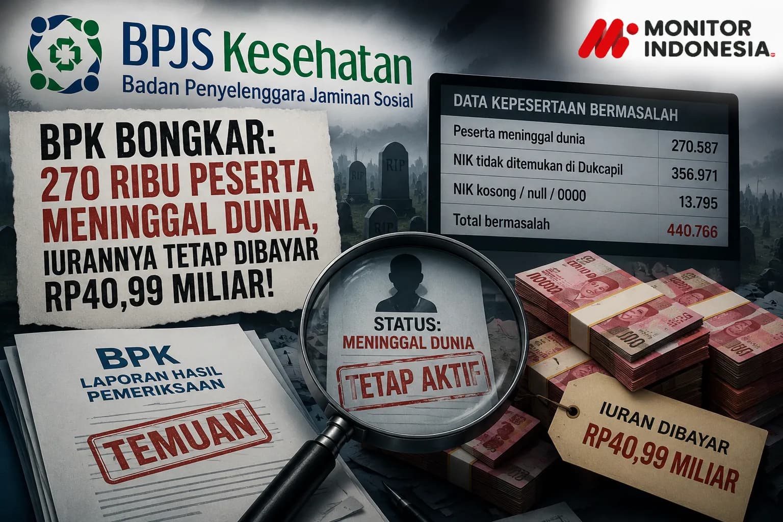 BPJS Kesehatan “Bayar Orang Mati”? BPK Temukan Rp40,99 M Iuran Peserta Meninggal Tetap Cair