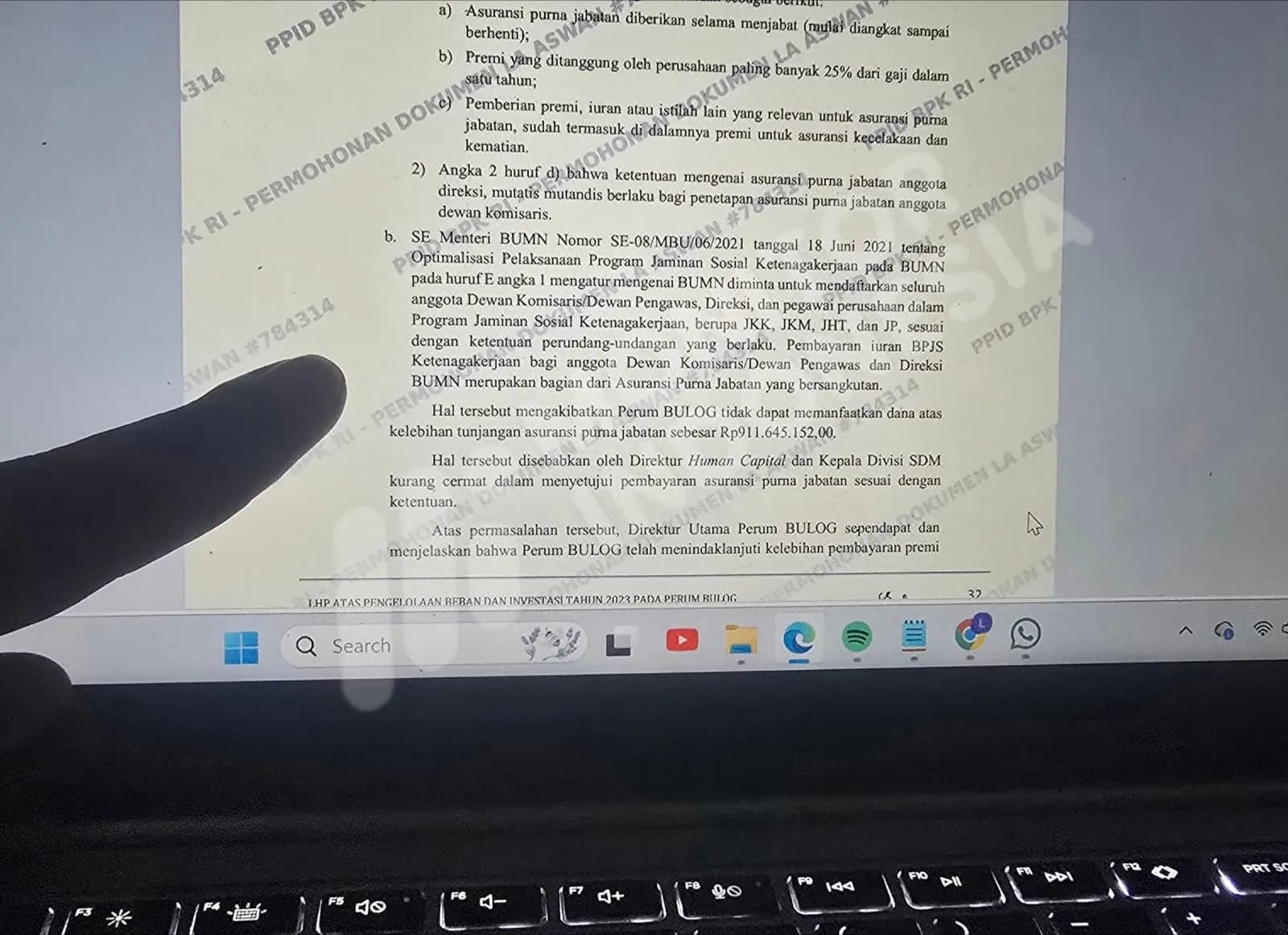 BPK Temukan Premi Direksi BULOG Kelebihan Bayar Rp911 Juta