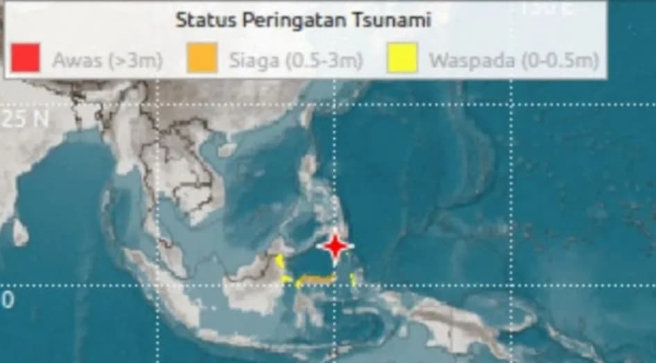 Gempa M 7,7 Guncang Sulawesi Utara, BMKG Keluarkan Peringatan Dini Tsunami