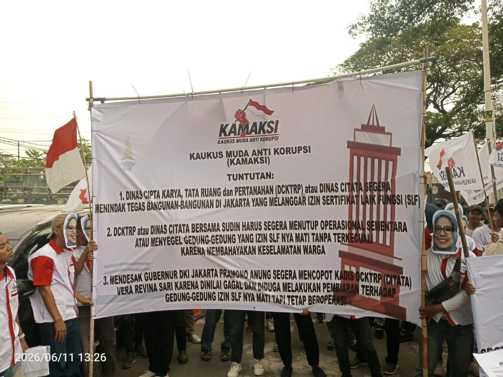 KAMAKSI Geruduk Dinas Citata, Desak Bongkar Puluhan Gedung Ikonik Jakarta Beroperasi Tanpa SLF Aktif