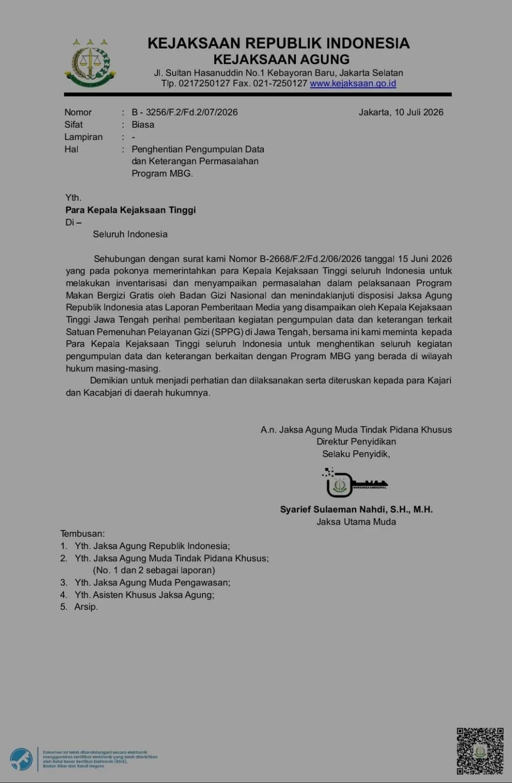 Kejagung Rem Pengumpulan Data MBG, Ada Apa di Balik Keputusan Ini?
