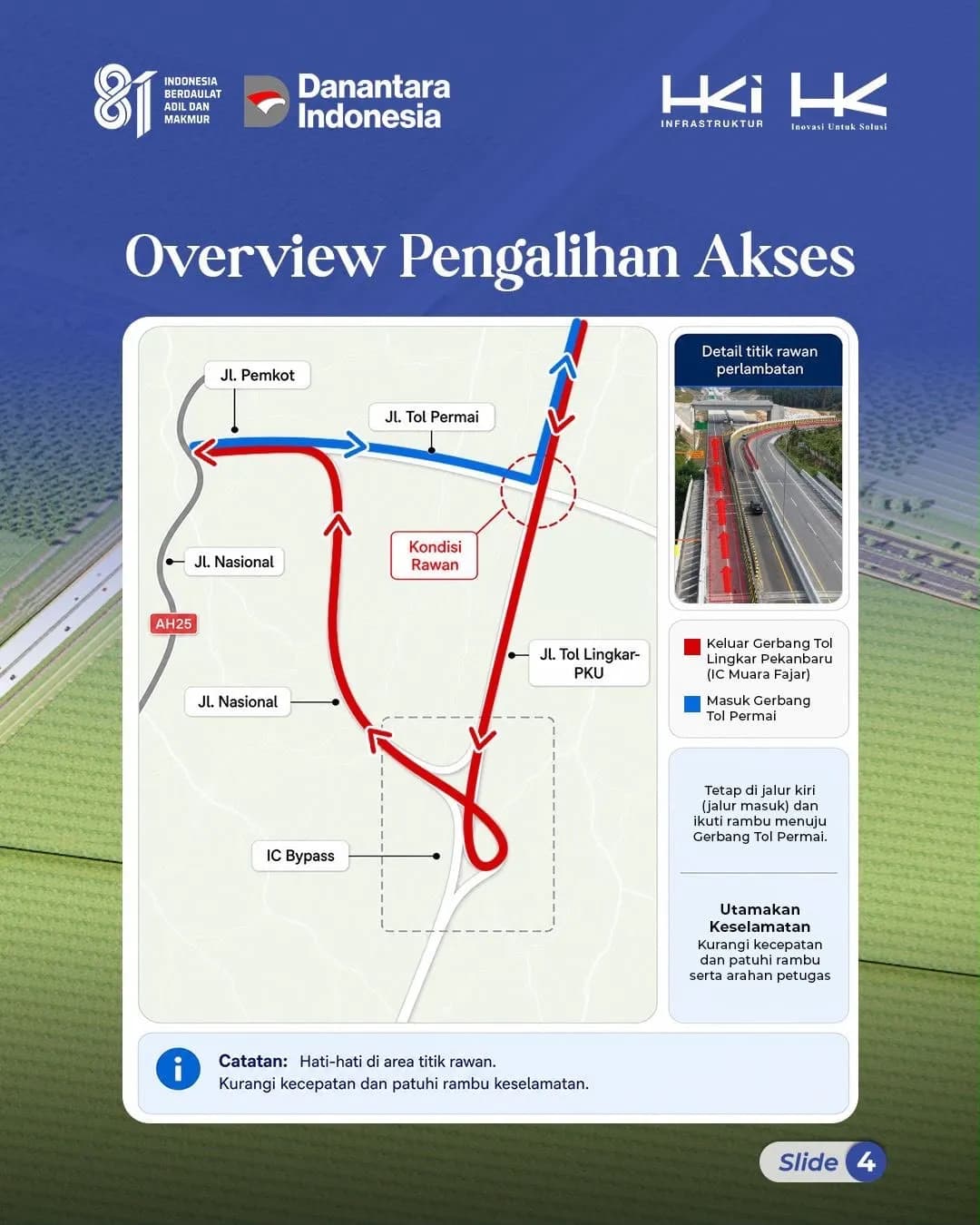 Pemindahan Akses Keluar Pintu Tol Pekanbaru Dimulai 30 Juli 2026