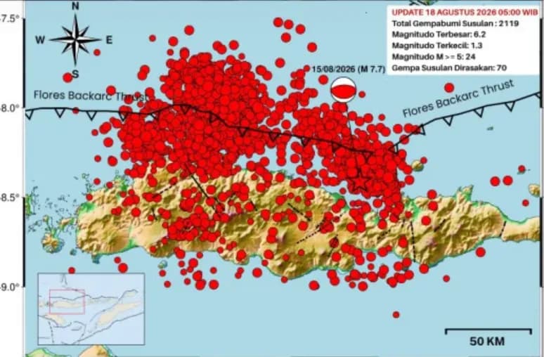 2.119 Gempa Susulan Guncang Flores, BMKG: Bisa Berlangsung 3-4 Minggu