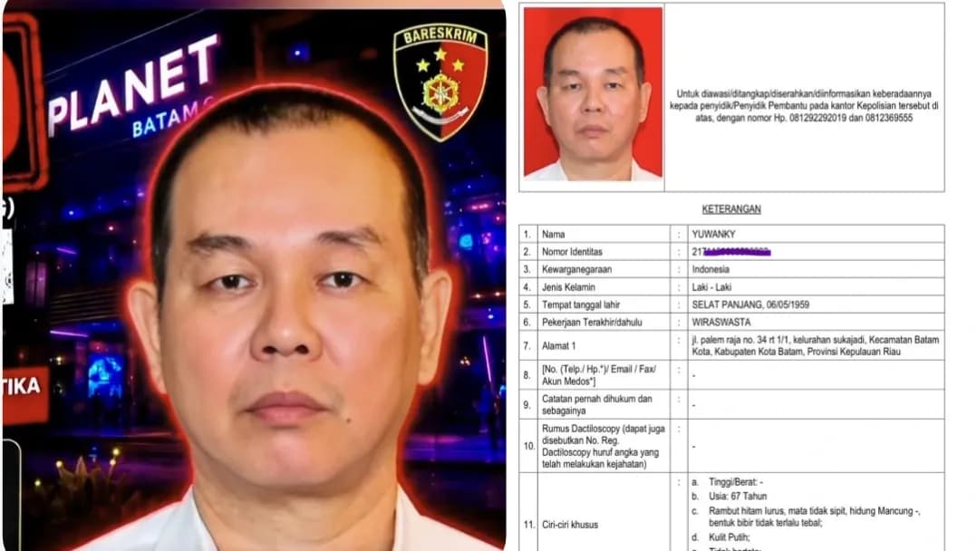 Bareskrim Kejar Bos Planet Batam Yuwanky, Bandar Narkoba yang Kabur ke Singapura