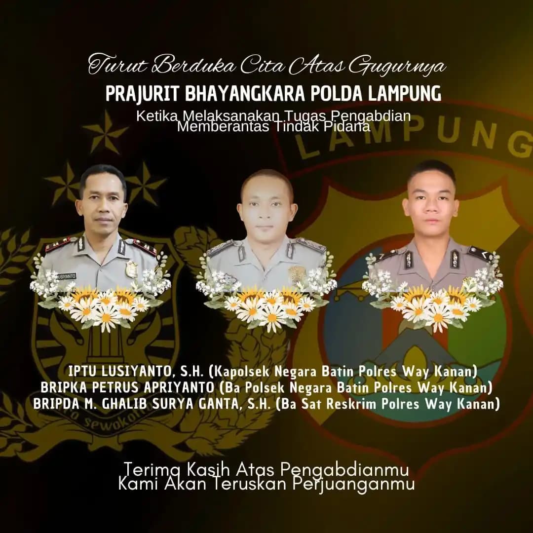 3 Anggota Polres Way Kanan Lampung Tewas saat Gerebek Judi Sabung Ayam, Pelaku Diduga Oknum Aparat Keamanan