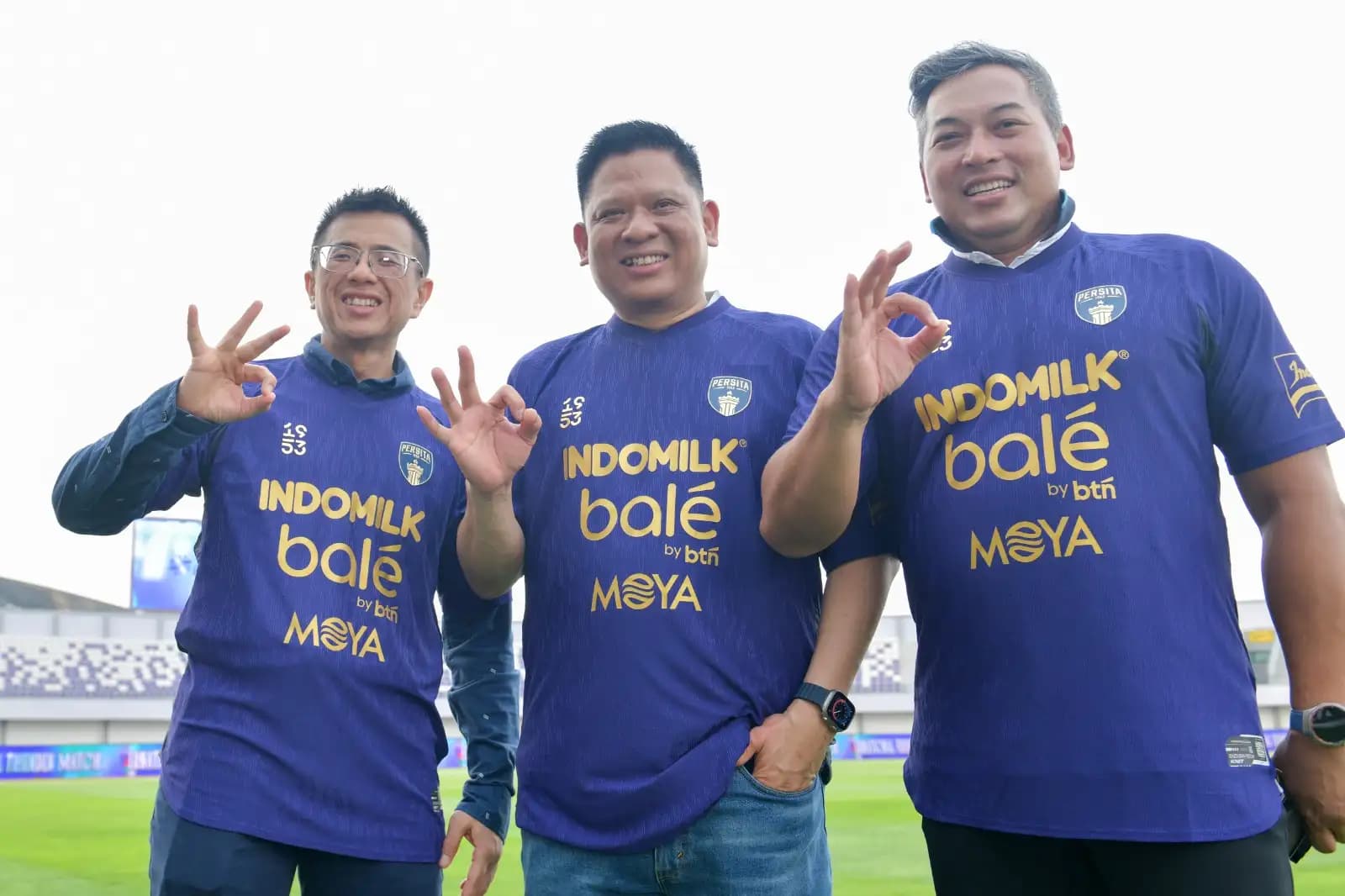 peluncuran jersey baru Persita Tangerang berlogo Bale by BTN di kawasan Indomilk Arena Sport Center, Kelapa Dua, Tangerang, Minggu (27/7/25).
