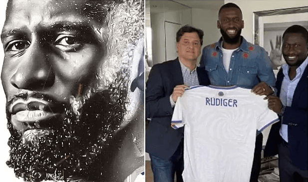 Antonio Rudiger Berpose dengan Jersey Real Madrid