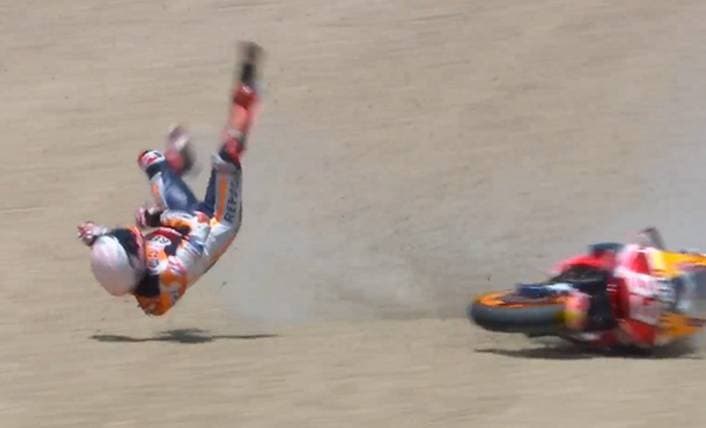 FP2 MotoGP Belanda, Marc Marquez Kecelakaan