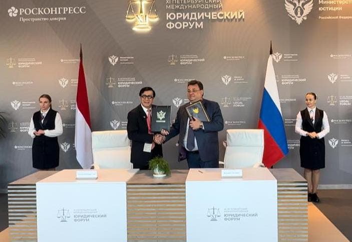 Indonesia dan Rusia Tanda Tangani Kerja Sama di Bidang Hukum