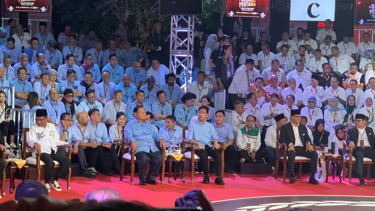 Tiga capres siap debat Pilpres 2024 di KPU, Selasa (12/12) (Foto: MI/Dhanis)