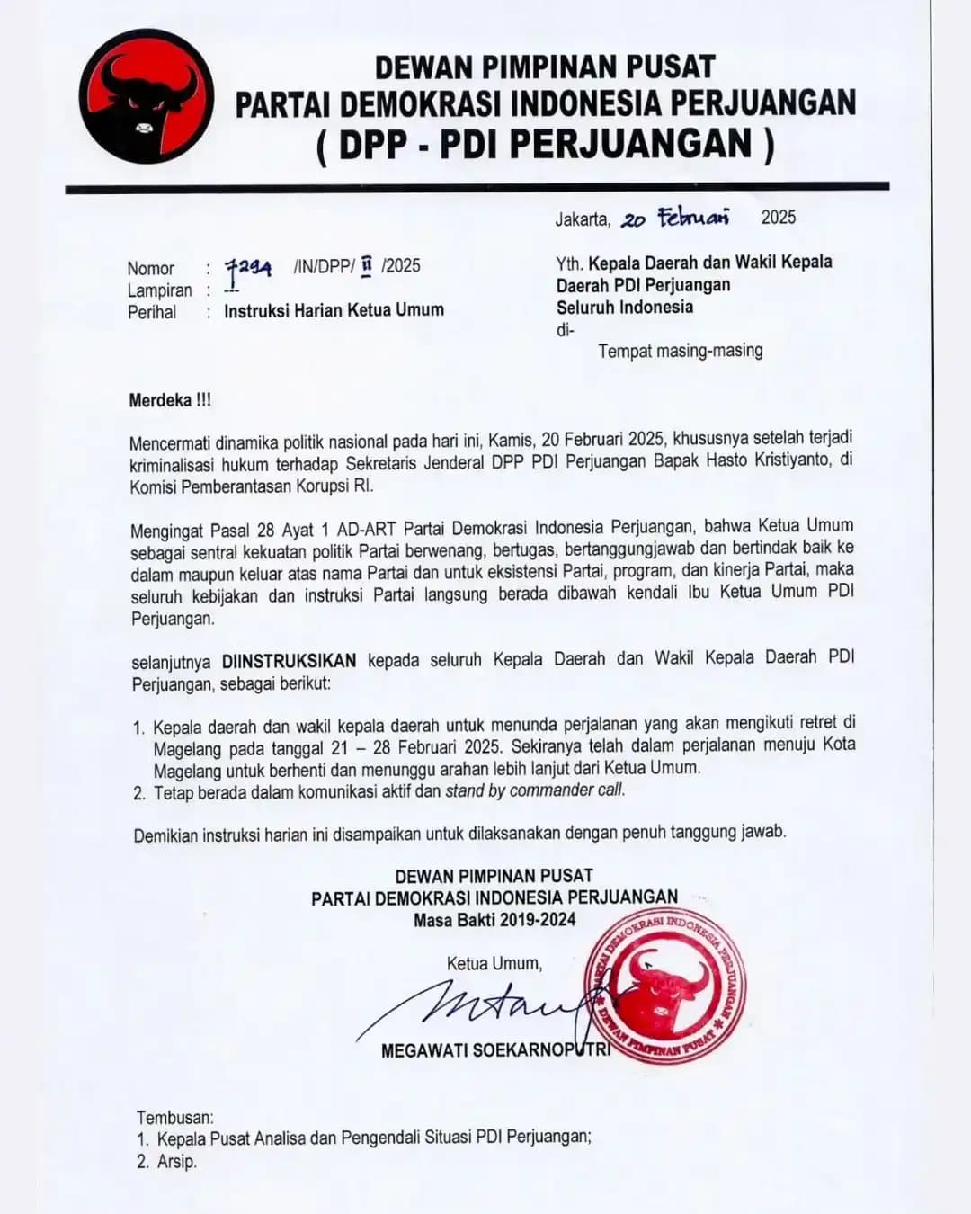 Instruksi Megawati Usai Hasto jadi Tahanan KPK