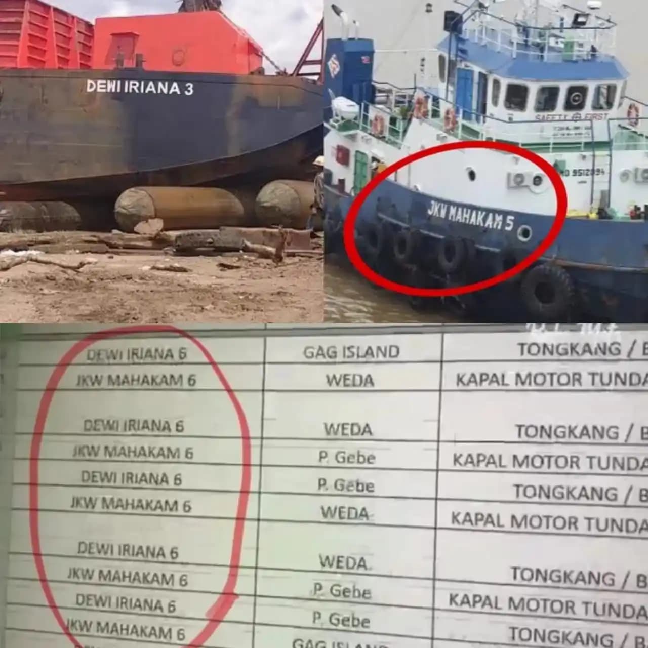 Kapal Tongkang Dewi Iriana dan JKW Mahakam Diduga Angkut Hasil Tambang Nikel di Raja Ampat