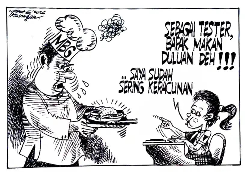 Karikatur - Ilustrasi - Pemasak MBG Wajib Jadi Tester