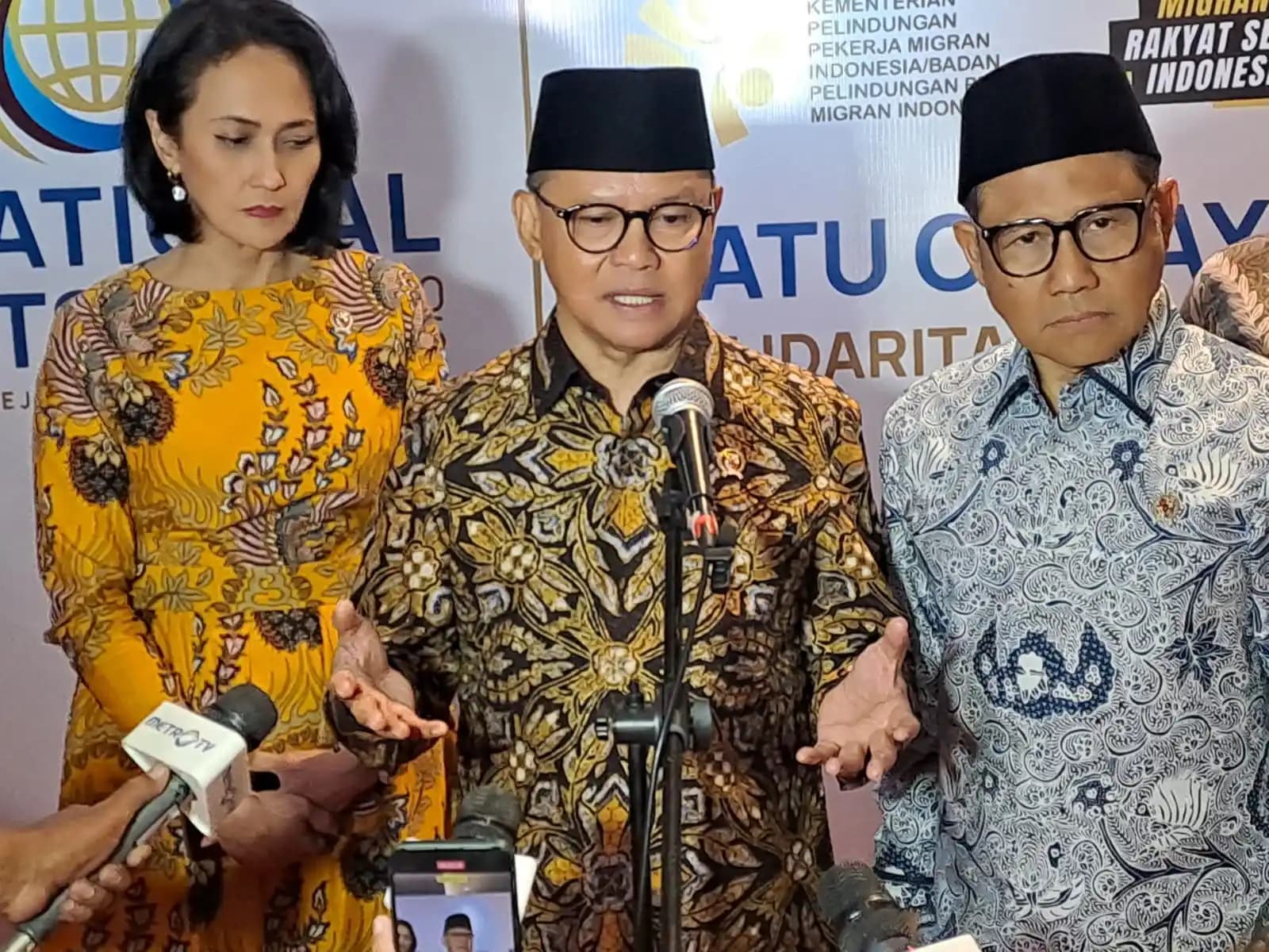 Menteri P2MI Mukhtarudin dalam peringatan International Migrant Day yang digelar di Sasana Langen Budoyo, TMII. (Foto. Rizal Siregar)