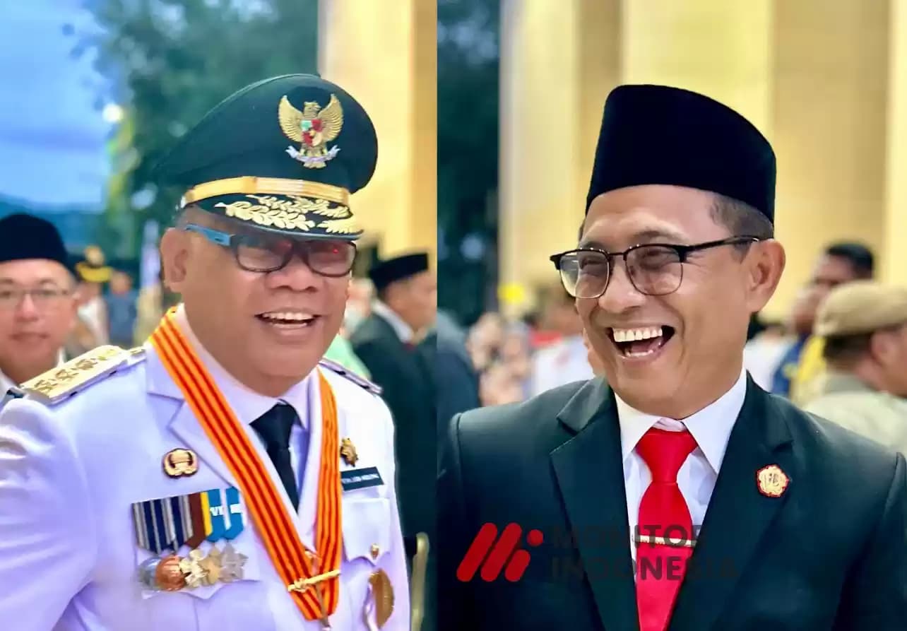 Pj Gubernur Malut, Samsuddin Abdul Kadir (kanan) dan Pj Sekda Malut, Abubakar Abdullah (kiri)