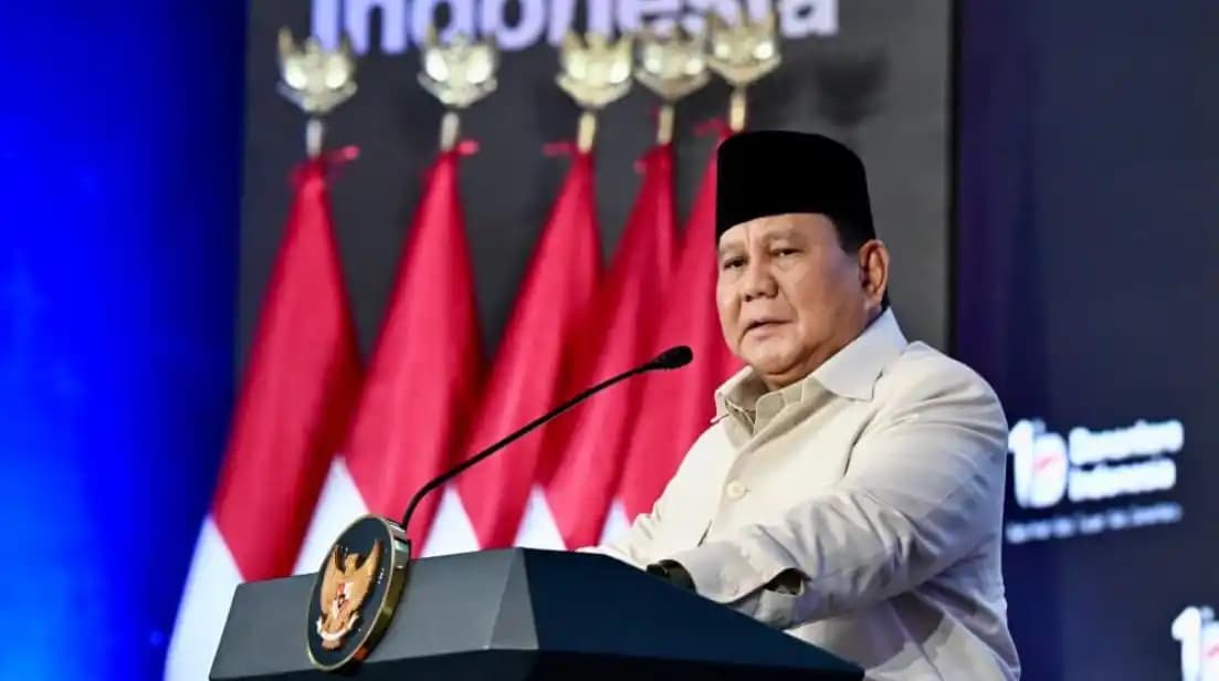 Presiden Prabowo saat menghadiri ulang tahun ke-1 Danantara