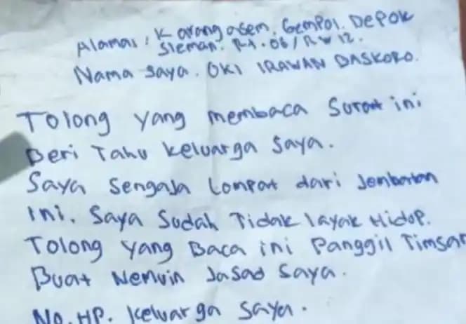 Pria Ini Ditemukan di Warung Soto Usai Tulis Surat Bunuh Diri Loncat dari Jembatan