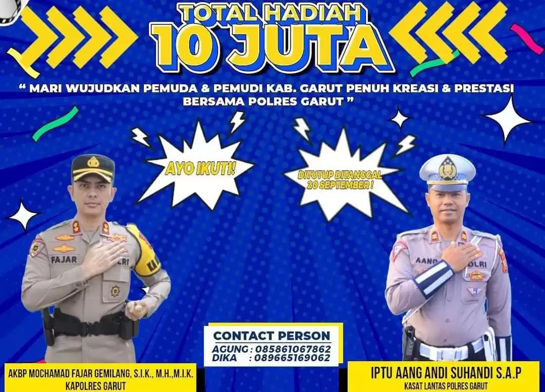 Satlantas Polres Garut Adakan Lomba Video Kreatif berhadiah 10 Juta, Yuk Ikutan!