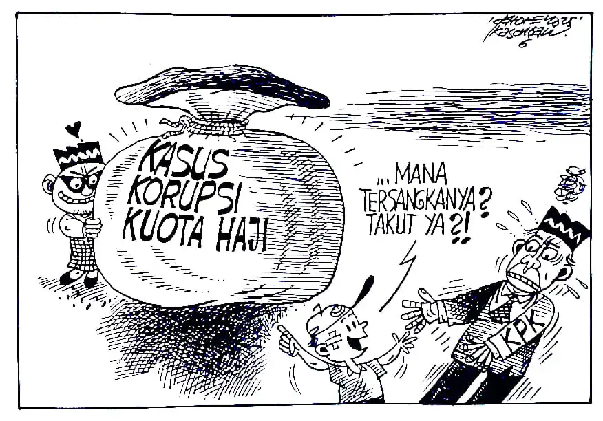 Karikatur - Ilustrasi Korupsi Kuota Haji (Gatot Eko Cahyono)