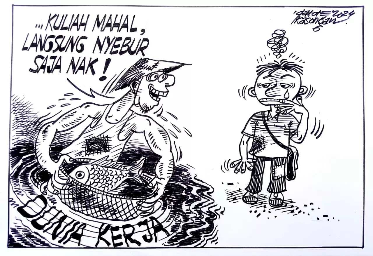 Karikatur - Ilustrasi - Langsung Nyebur Saja Nak!