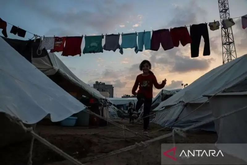 Seorang anak perempuan terlihat di sebuah kamp yang berafiliasi dengan Badan Bantuan dan Pekerjaan PBB untuk Pengungsi Palestina (UNRWA) di kota Khan Younis, Jalur Gaza selatan, pada 1 November 2023 (Foto: MI/Ant/Xinhua/Rizek Abdeljawad/pri)