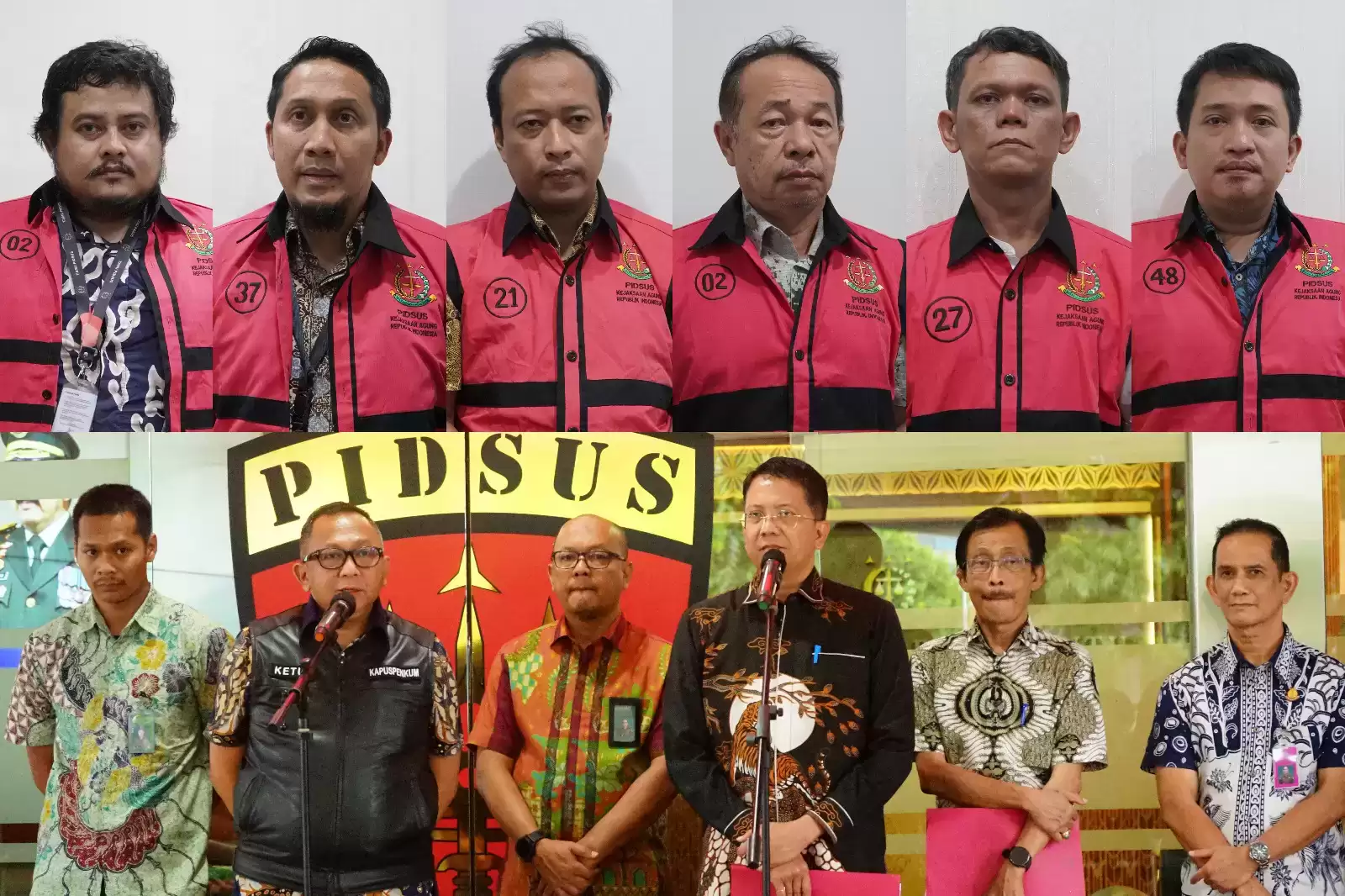 6 tersangka korupsi jalur kereta Besitang-Langsa, NSS, ASP, AAS, HH, RMY, dan AG (Foto: Dok MI/Kejagung)