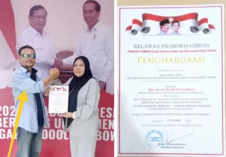 Ketum Raja Pra8u Raka Menerima Piagam Penghargaan dari Koordinator Relawan Prabowo-Gibran