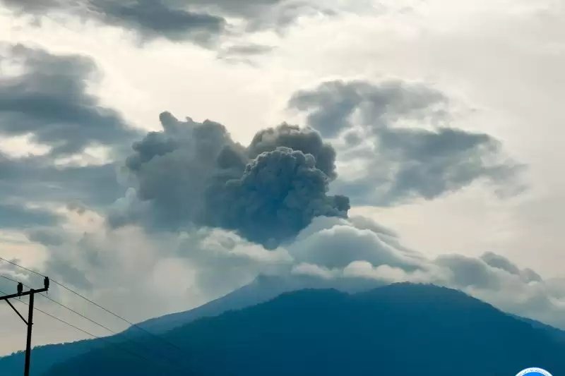 Kolom abu vulkanik membumbung akibat aktivitas vulkanik yang terjadi pada Gunung Lewotobi Laki-laki di Kabupaten Flores Timur, Provinsi Nusa Tenggara Timur, Kamis (18/1). (Foto: Antara)