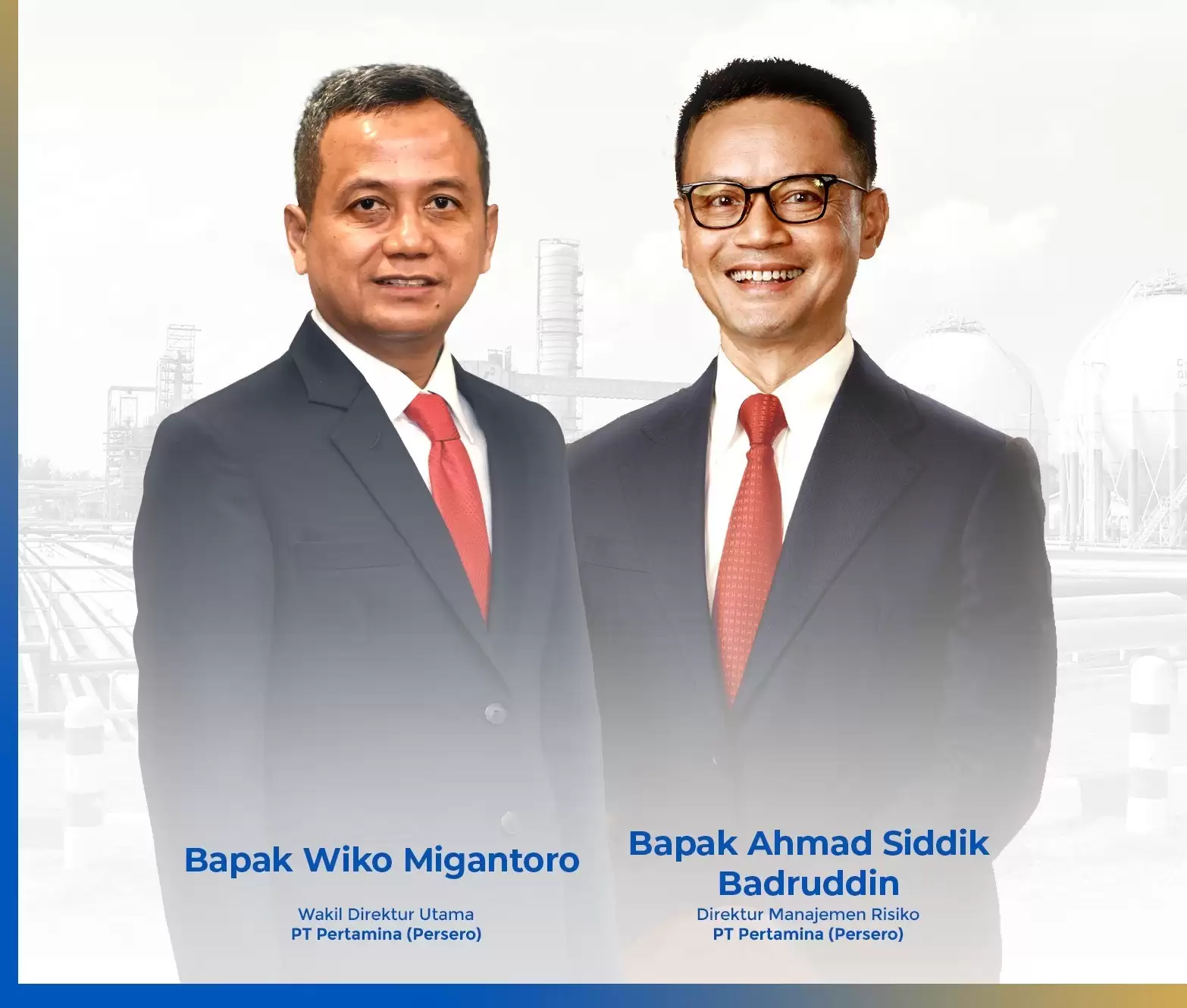 Wiko Migantoro sebagai Wakil Direktur Utama dan Ahmad Siddik Badruddin sebagai Direktur Manajemen Risiko. (Foto: dok pertamina)